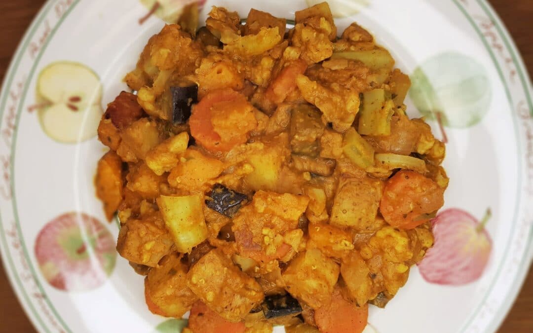 Plate of winter vegetable curry