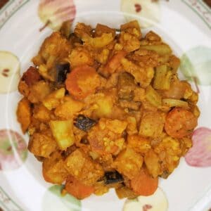 Plate of winter vegetable curry