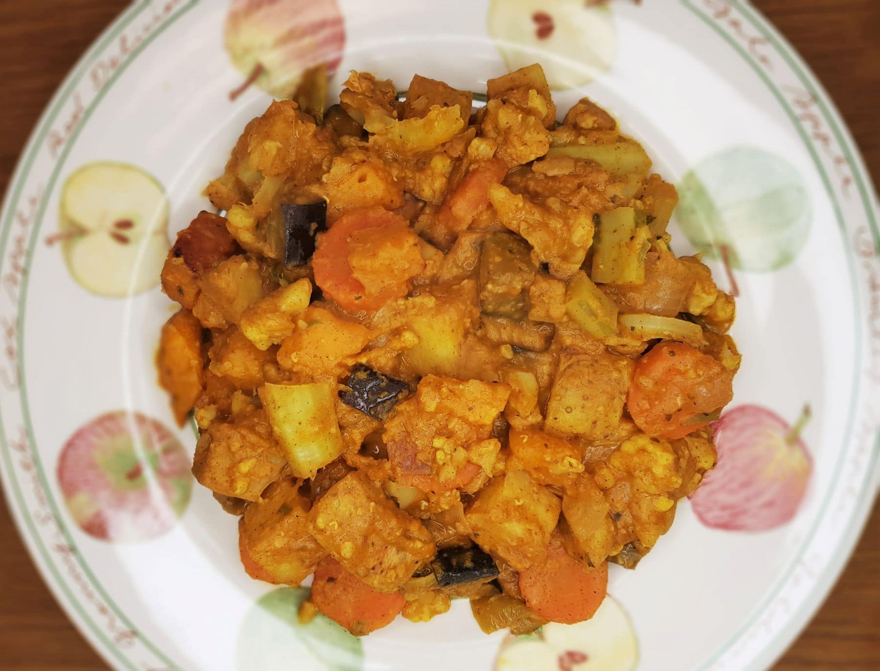 Plate of winter vegetable curry