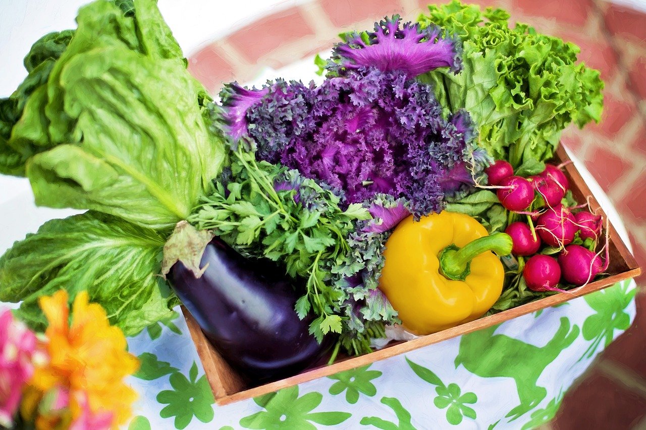 an example of the vegetables of a varied diet, with lots of colours