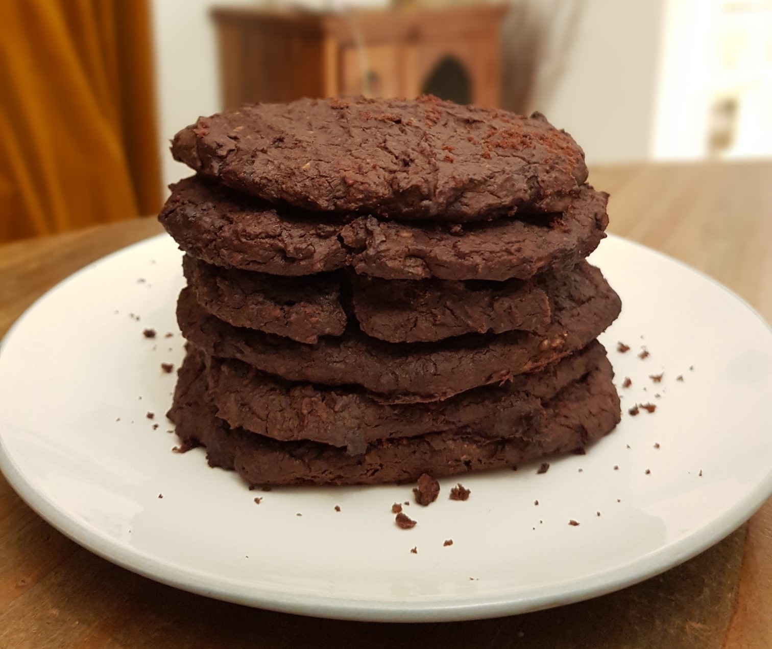 pile of 6 Black bean chocolate cookies homemade