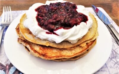 Banana Pancakes with Frozen Berry Compote