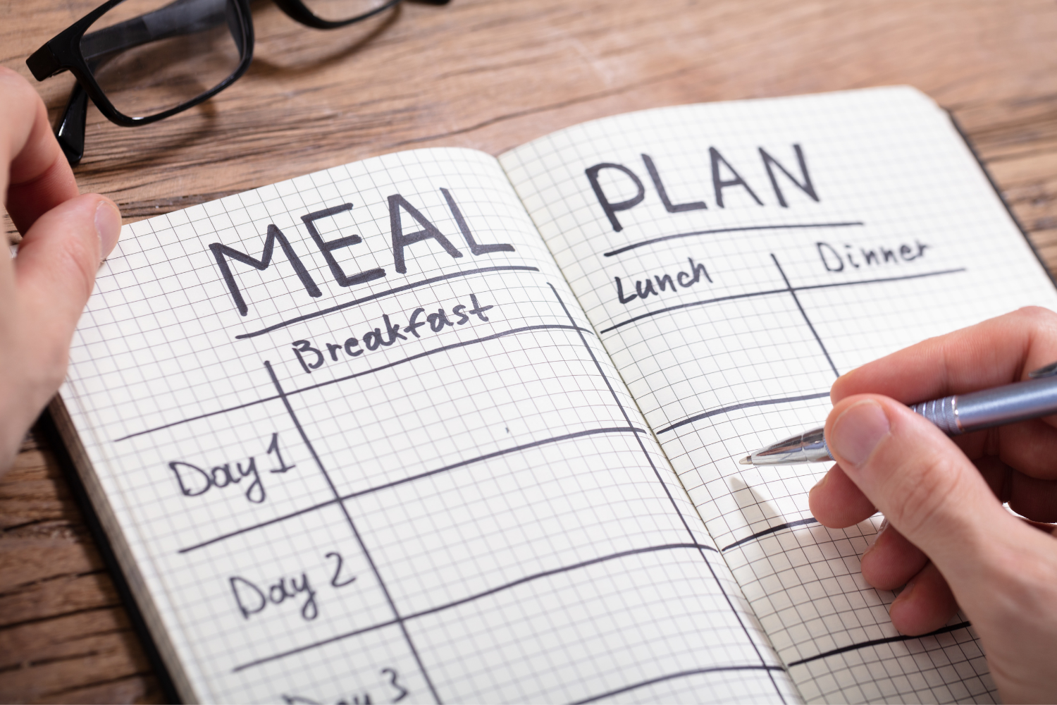 empty meal plan in notebook